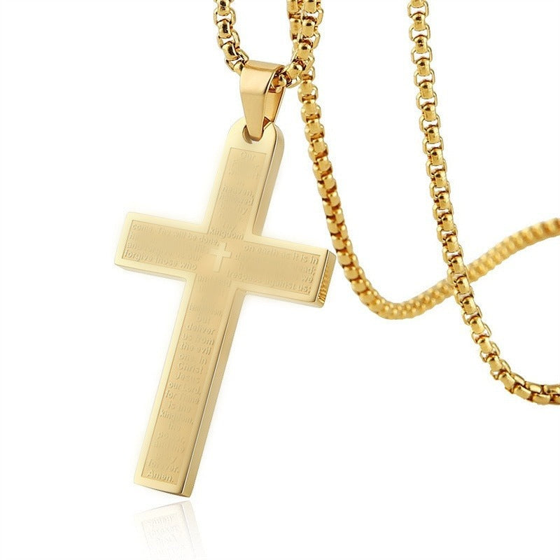 Men's & Women's Stainless Steel Cross Shelf Personalized Hip Hop Titanium Unisex Necklace