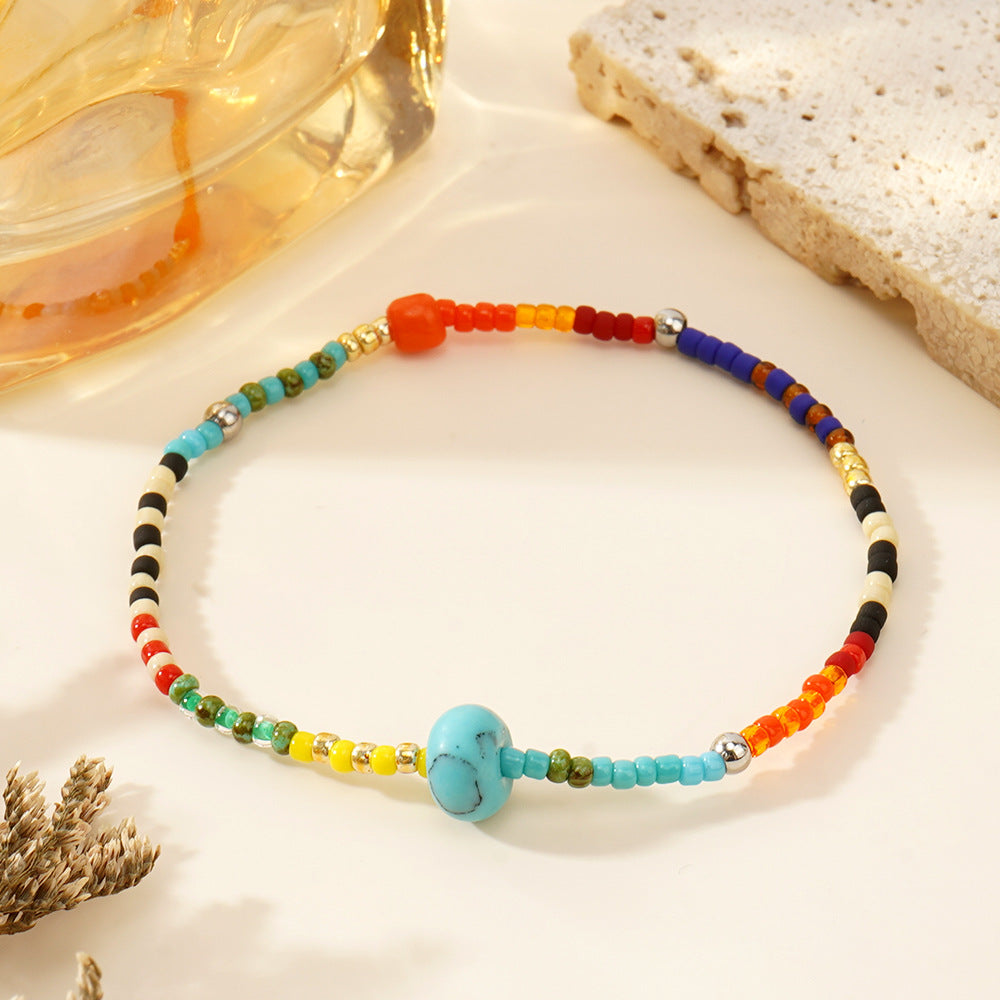 Steel Beads Blue Pine Abacus Bead Bracelets