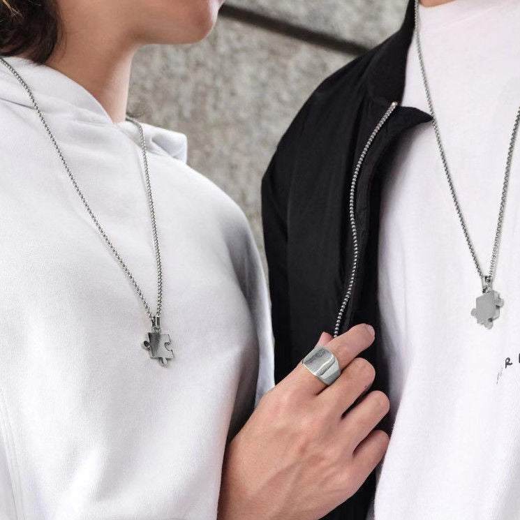 Women's & Men's Of Lovers Disco Hip Hop Puzzle Necklaces