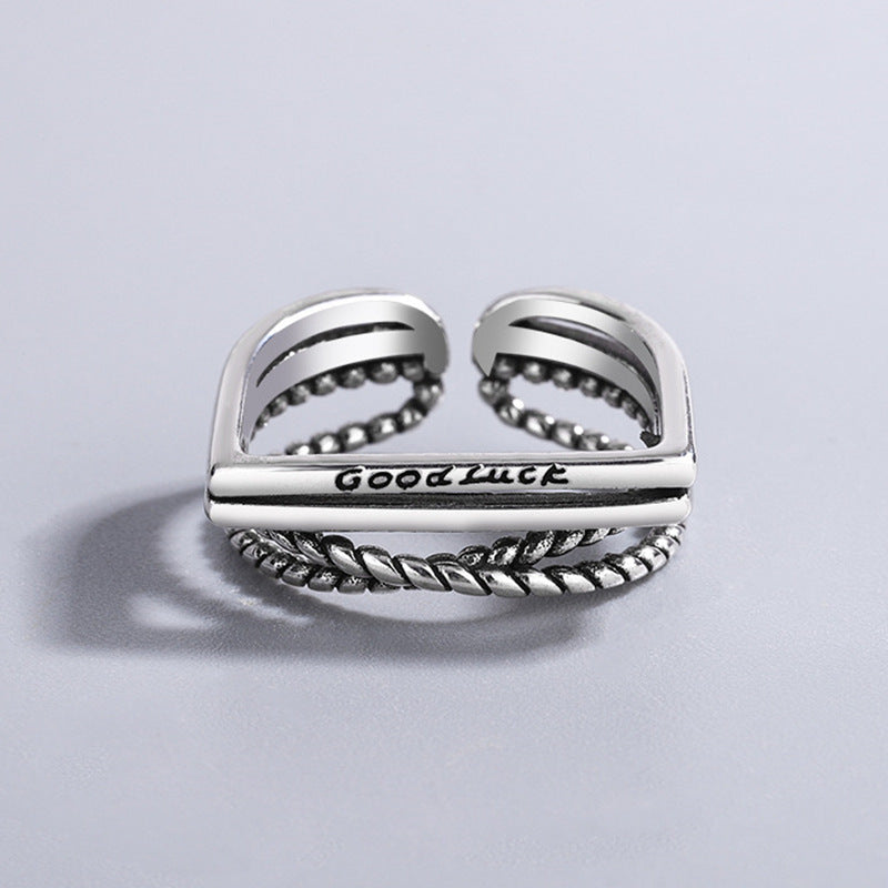Retro Punk Distressed Snake Flower Personality Rings