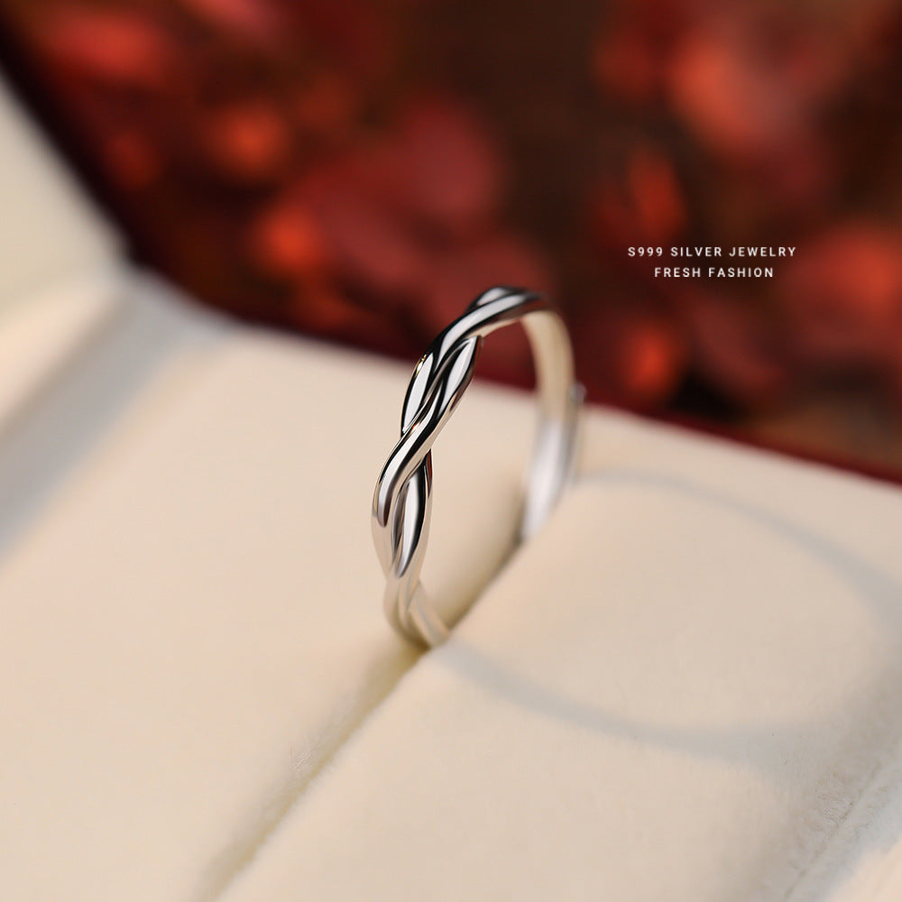 Sier Mobius Strip Couple Simple Design Valentine's Day Rings