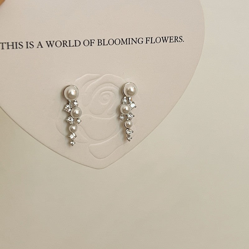 Women's Luxurious Style Long Fringed Pearl Niche Design Earrings