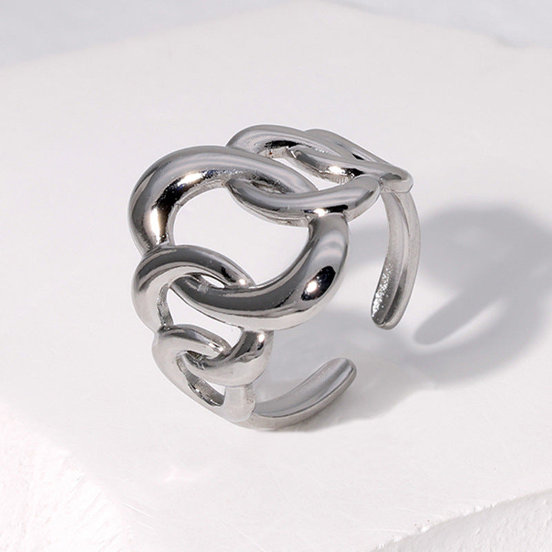 Geometric Irregular Titanium Steel Female Personalized Rings