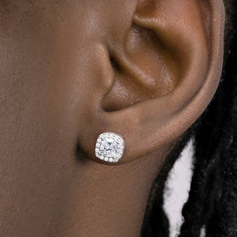 Women's & Men's Rock Candy Sier-plated Full Diamond Street American Earrings