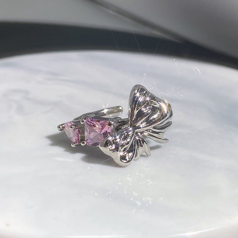 Oil Painting Butterfly Twigs Drop Enamel Color Rings