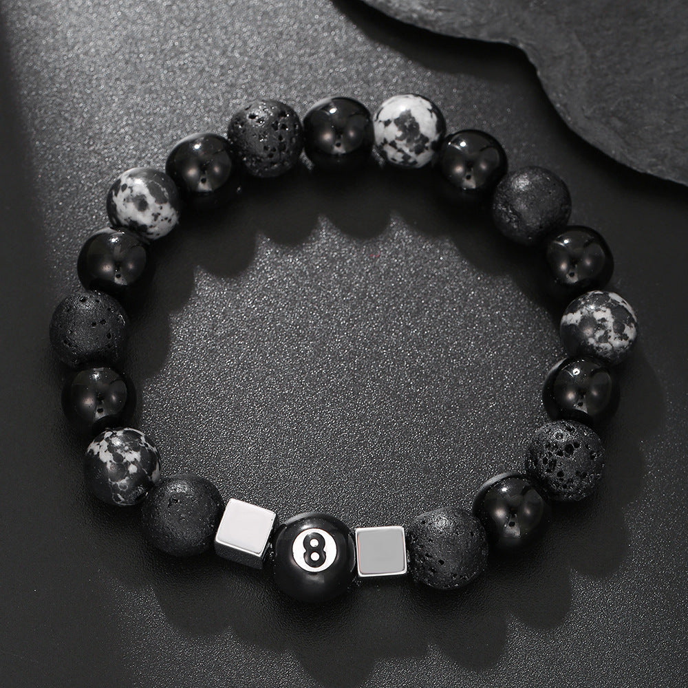 Women's & Men's Black Agate Haematite Snowflake Stone Design Bracelets