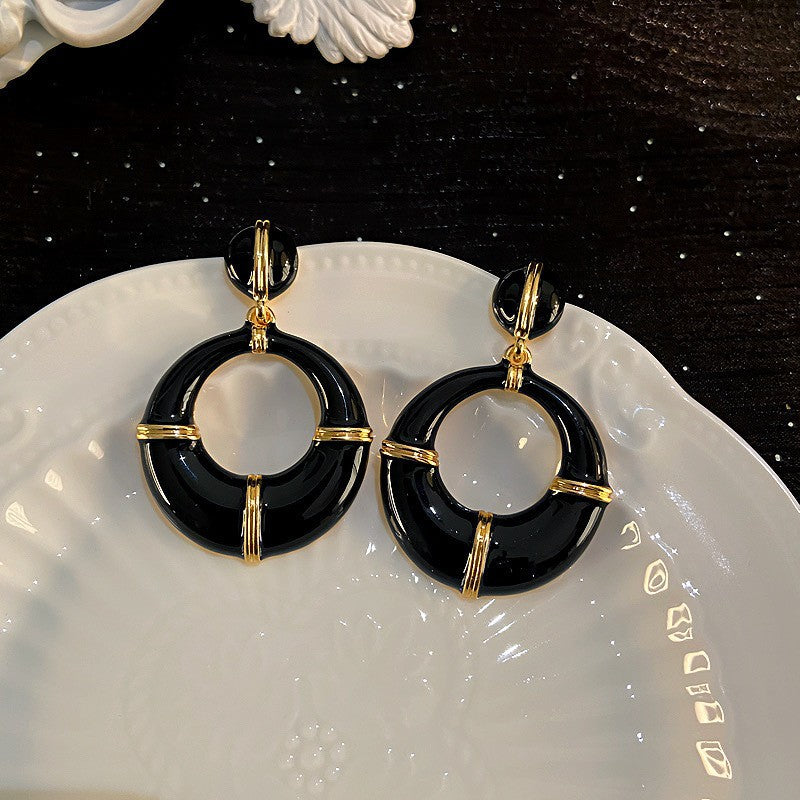 Oil Oval Geometric French Retro Special Earrings