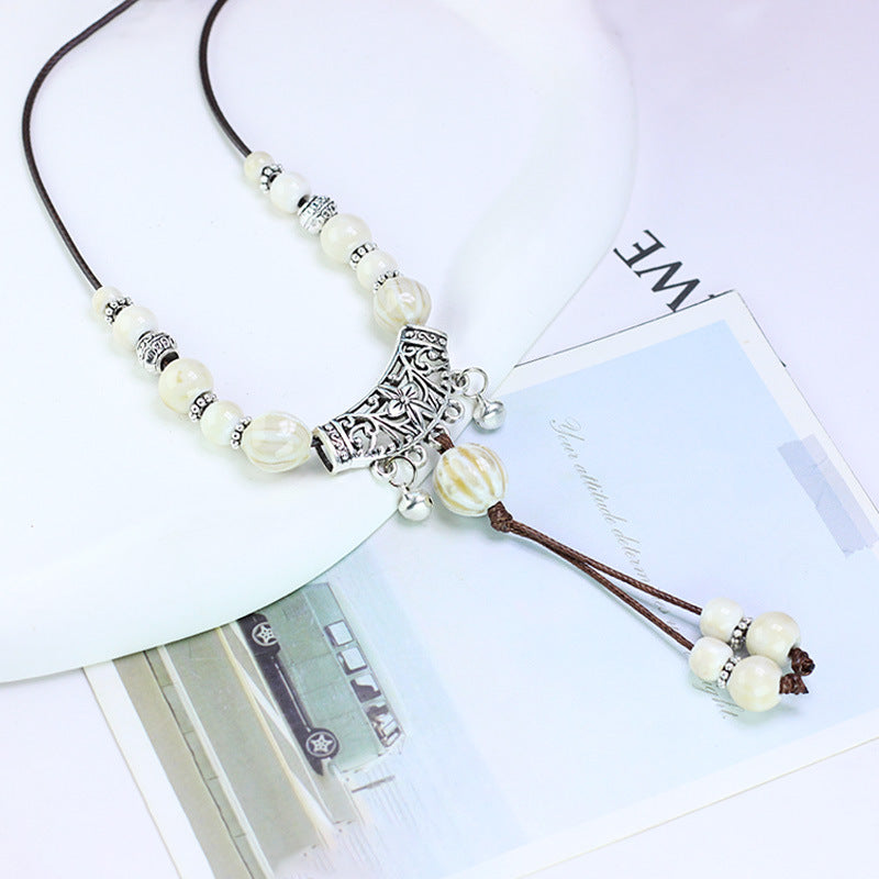 Ceramic Sweater Chain Jewelry Beaded Chinese Female Light Luxury Necklaces