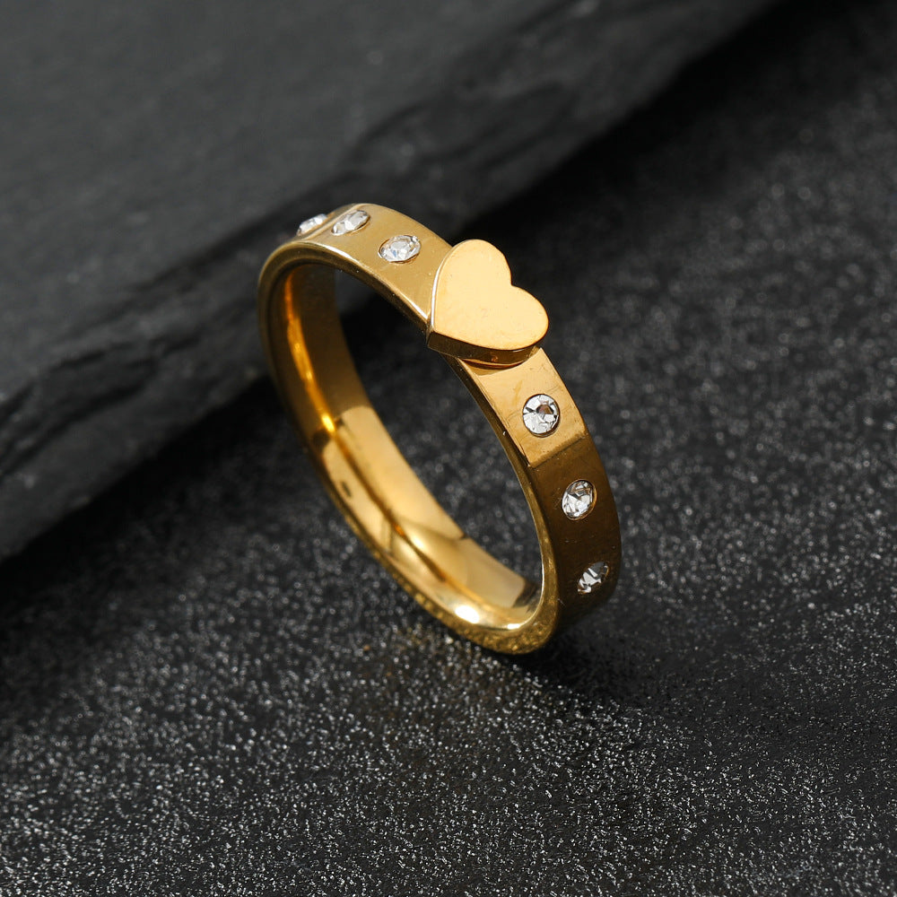 Simple Three-dimensional Welding Heart Shape With Diamond Titanium Rings