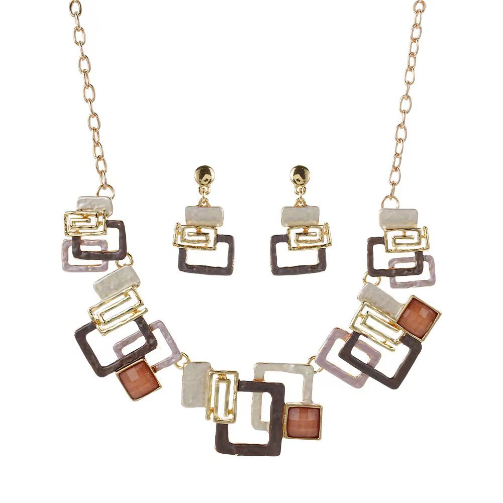 Women's Drop Oil Design Painting Geometric Square Rings