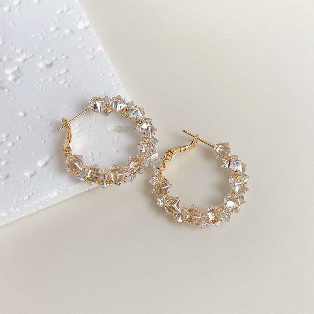 Women's Affordable Luxury Style Zircon Geometric Large Hoop Exaggerated Personalized Earrings