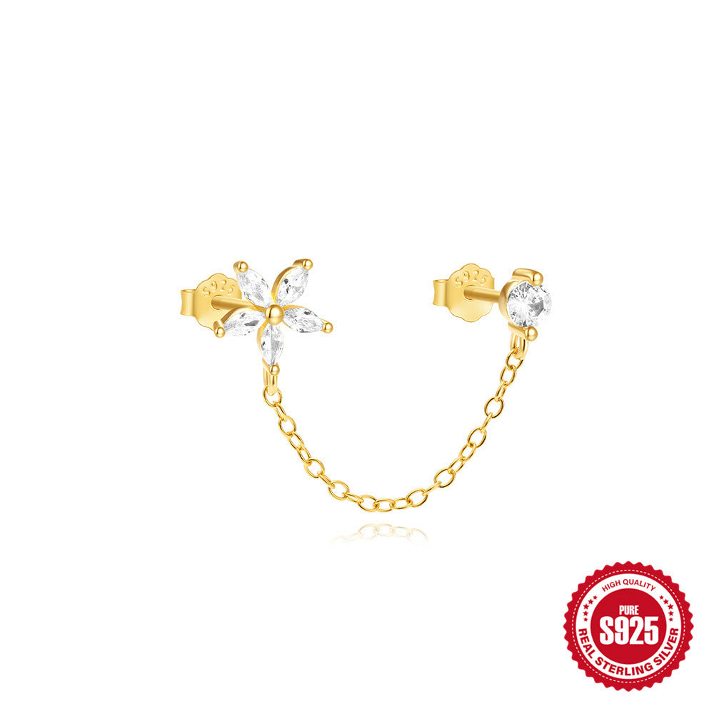 Star Tassel Moon Shape Studded With Water Drop Zircon Earrings