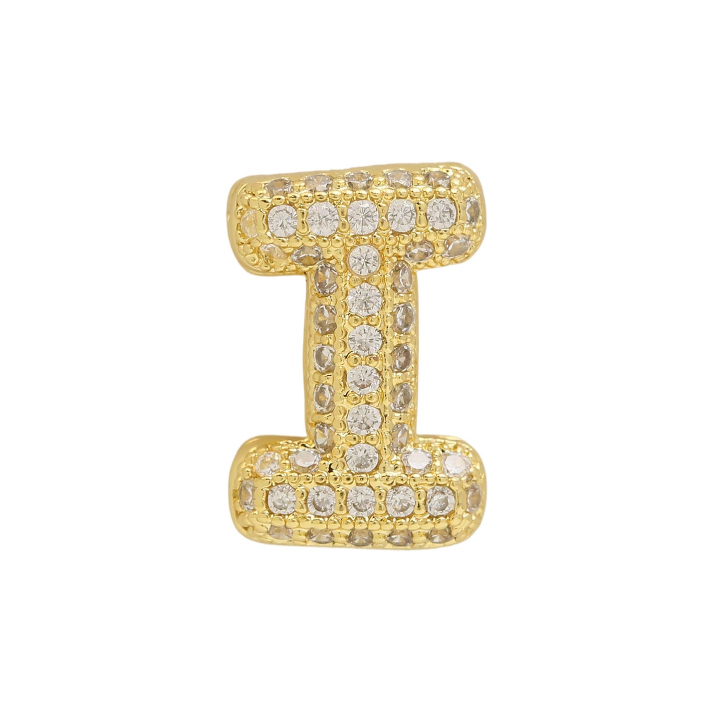 Golden Chubby Balloon Bubble Zircon Letter Bracelets