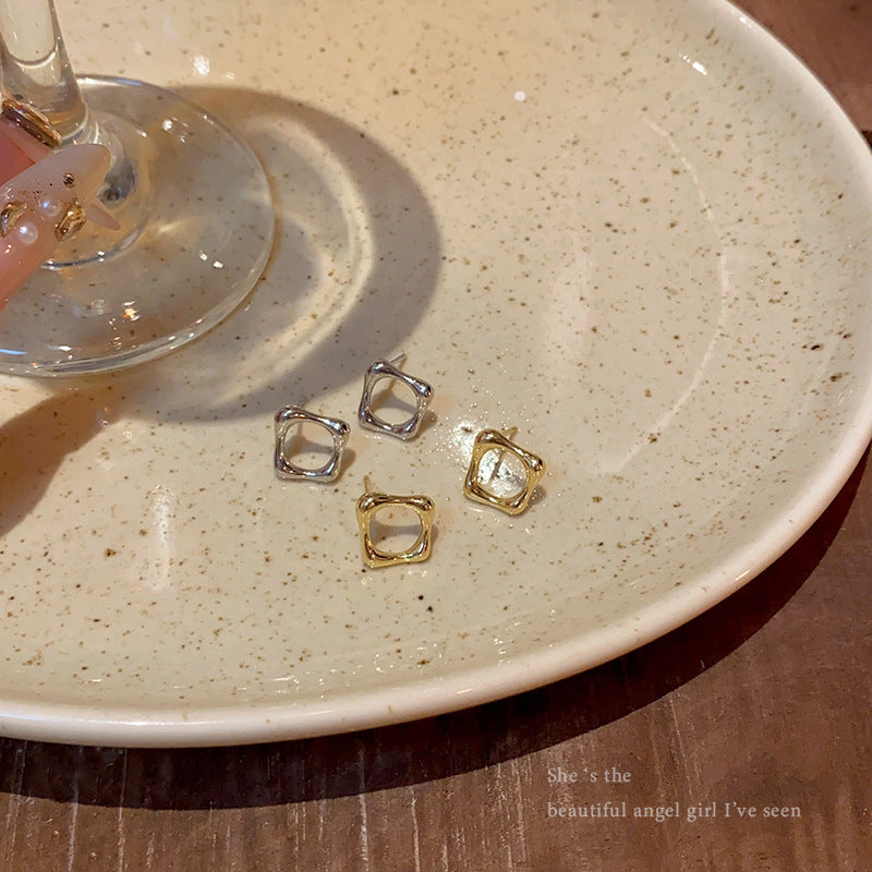 Gold Square Female Cold Style Niche High Sense Earrings