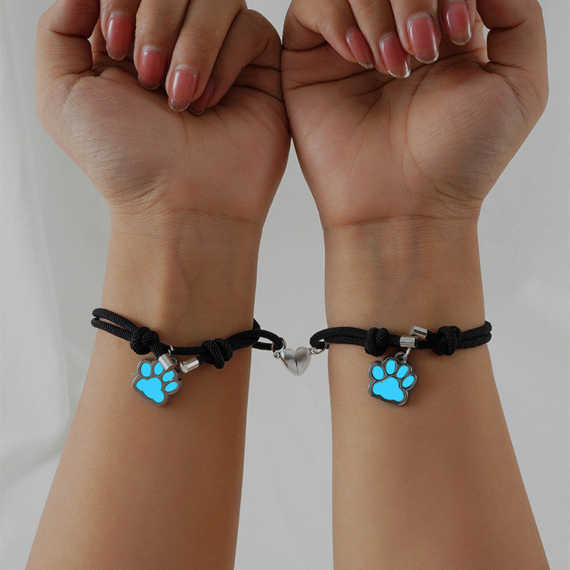 Women's & Men's Luminous Dripping Oil Dog's Paw Magnetic Bracelets