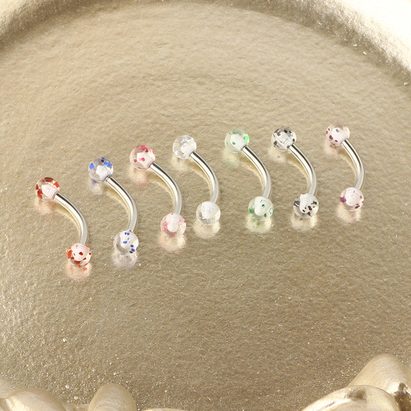 Steel Brow Nail Labret Piercing Sequins Transparent Acrylic Ball Stud Earrings
