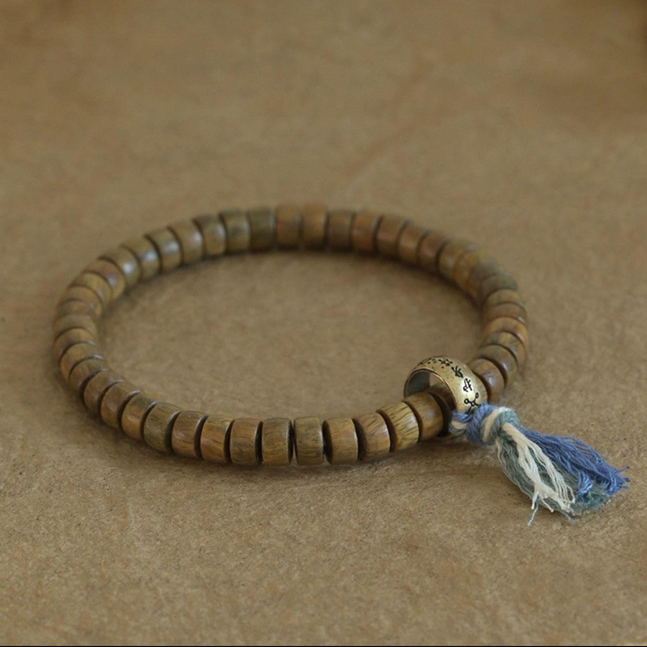 Women's & Men's Barrel Bead Blackwood Green Sandalwood Charm Good Bracelets