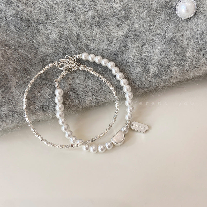 Women's Pieces Of Sier Pearl Twin High-grade Light Bracelets