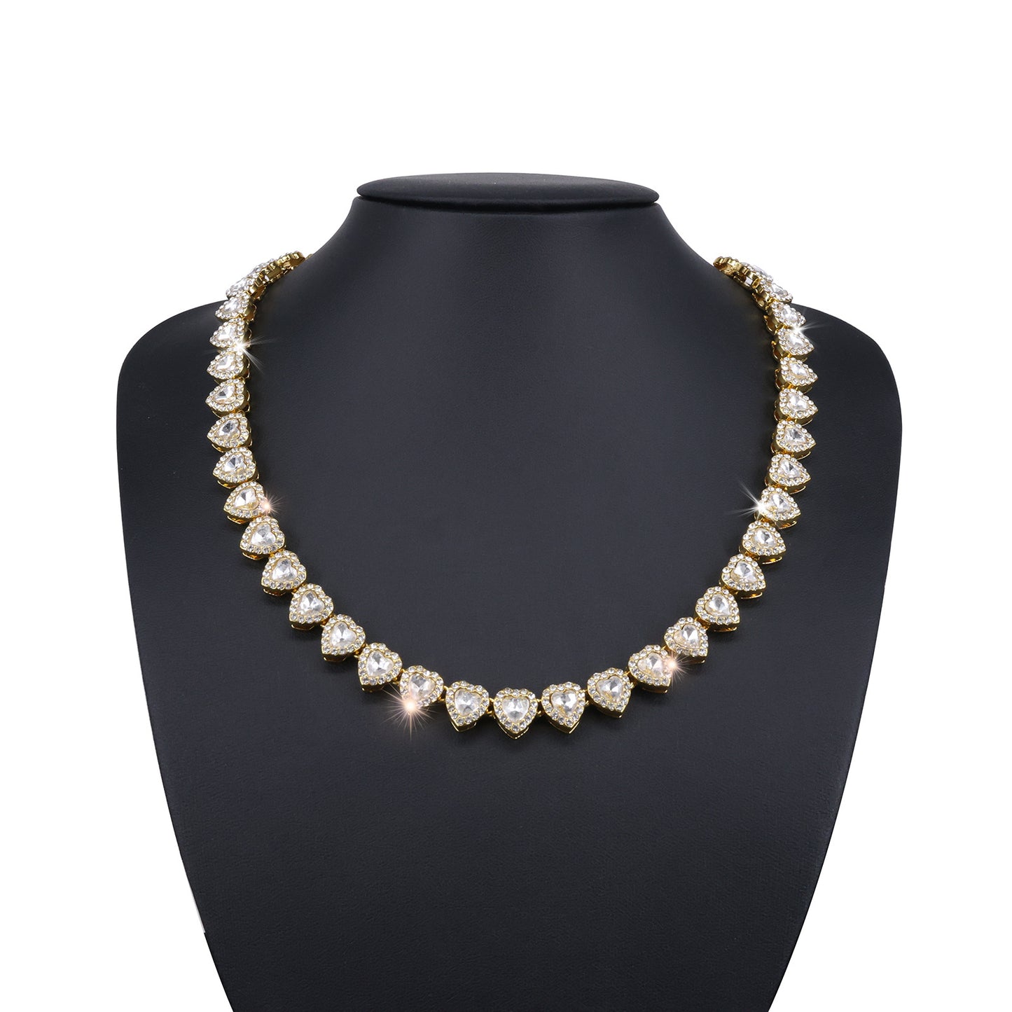 Hip Hop Heart-shaped Glass Cuban Thick Necklaces
