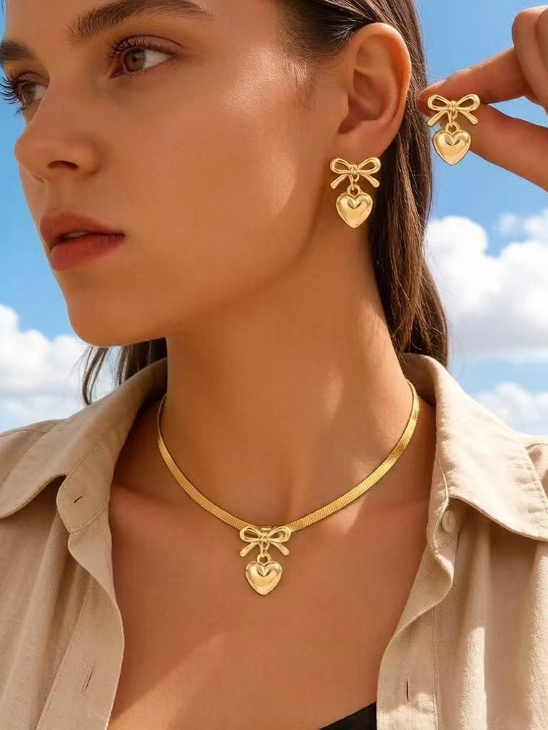 Simple Style Geometric Heart Shape Inlaid Imitation Pearl Bow Flat Rings