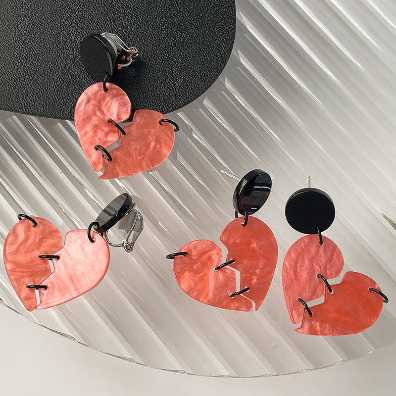 Peach Chess Pull Creative Design Broken Earrings