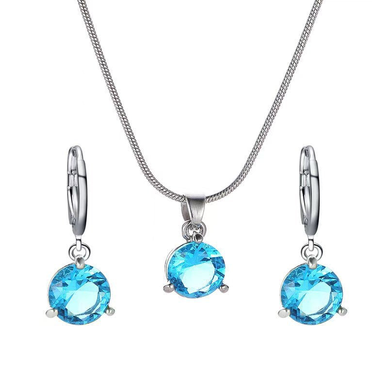 Jewelry Two-piece Set Round Multicolor Zircon Necklaces