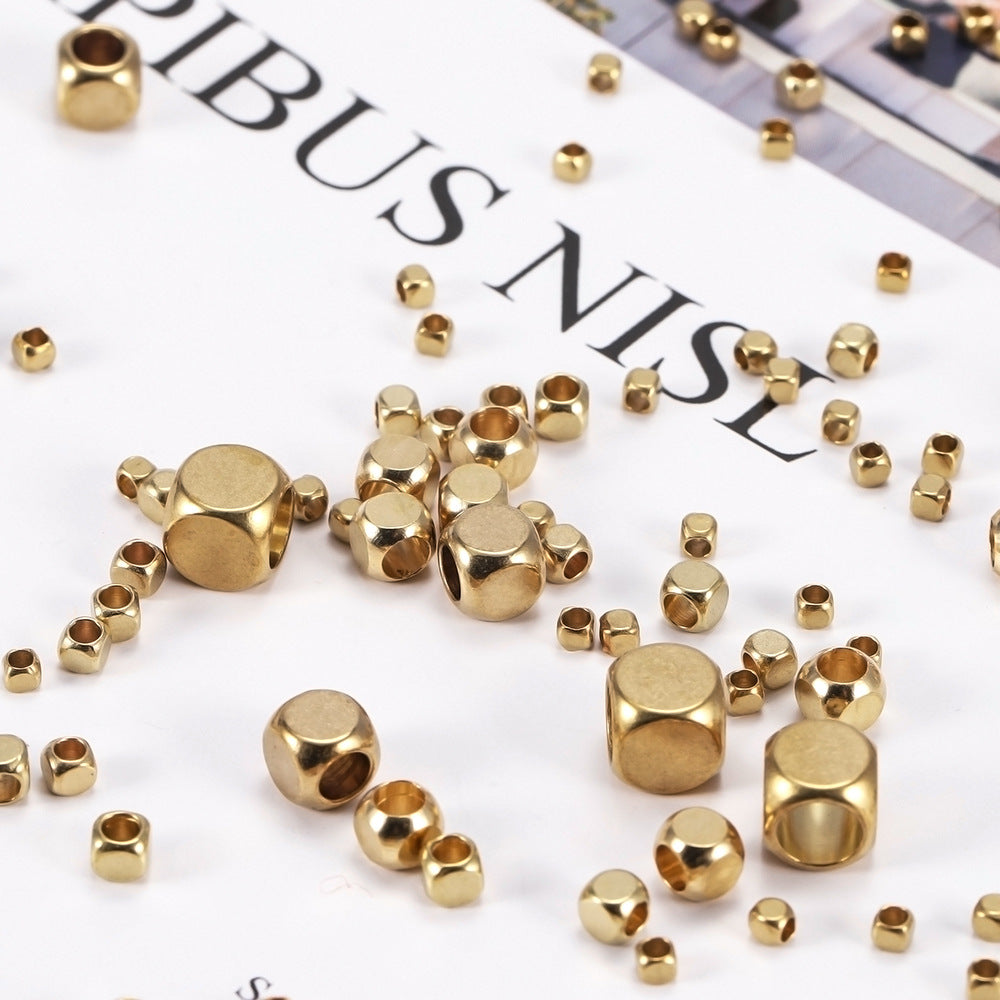 Brass Pearlescent Perforated Beads Square Metal Jewelry Accessories
