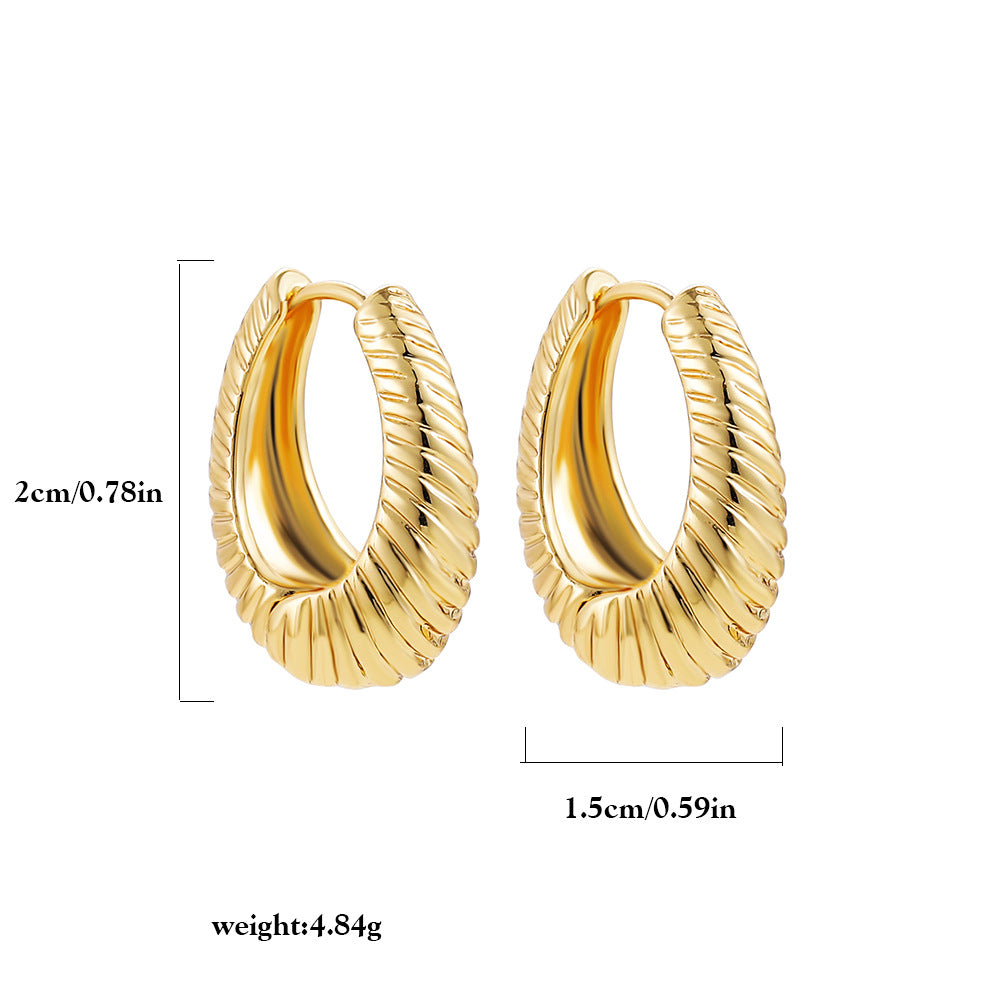 Retro Simple Geometric Twist Round Stacked Earrings