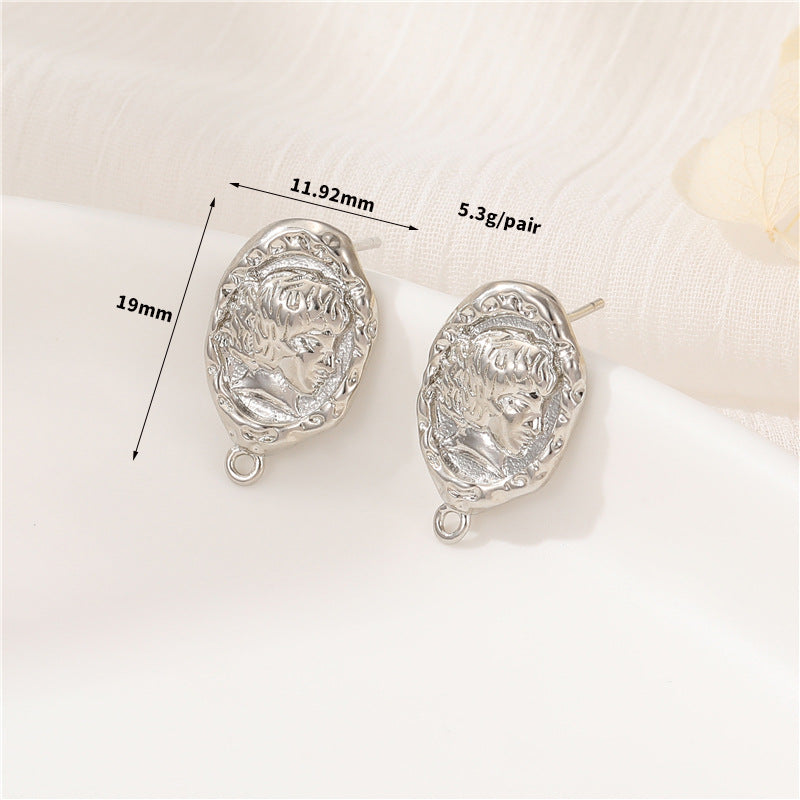 Women's Vintage Crumpled Head Portrait High-grade Temperament With Stud Earrings