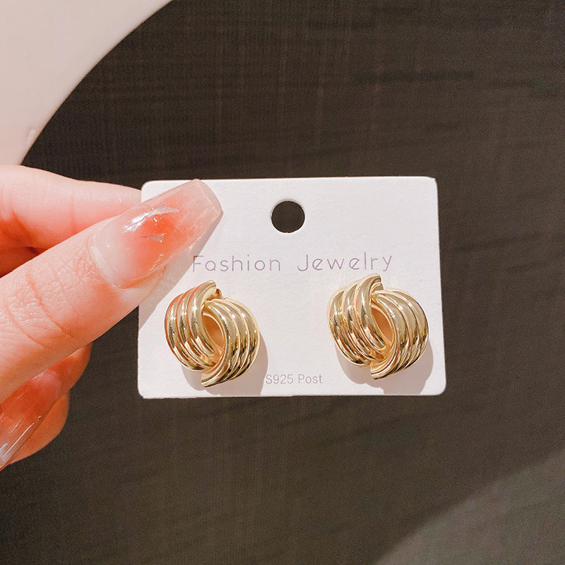 Geometric Staggered Fashion Simple Metal Cold Earrings