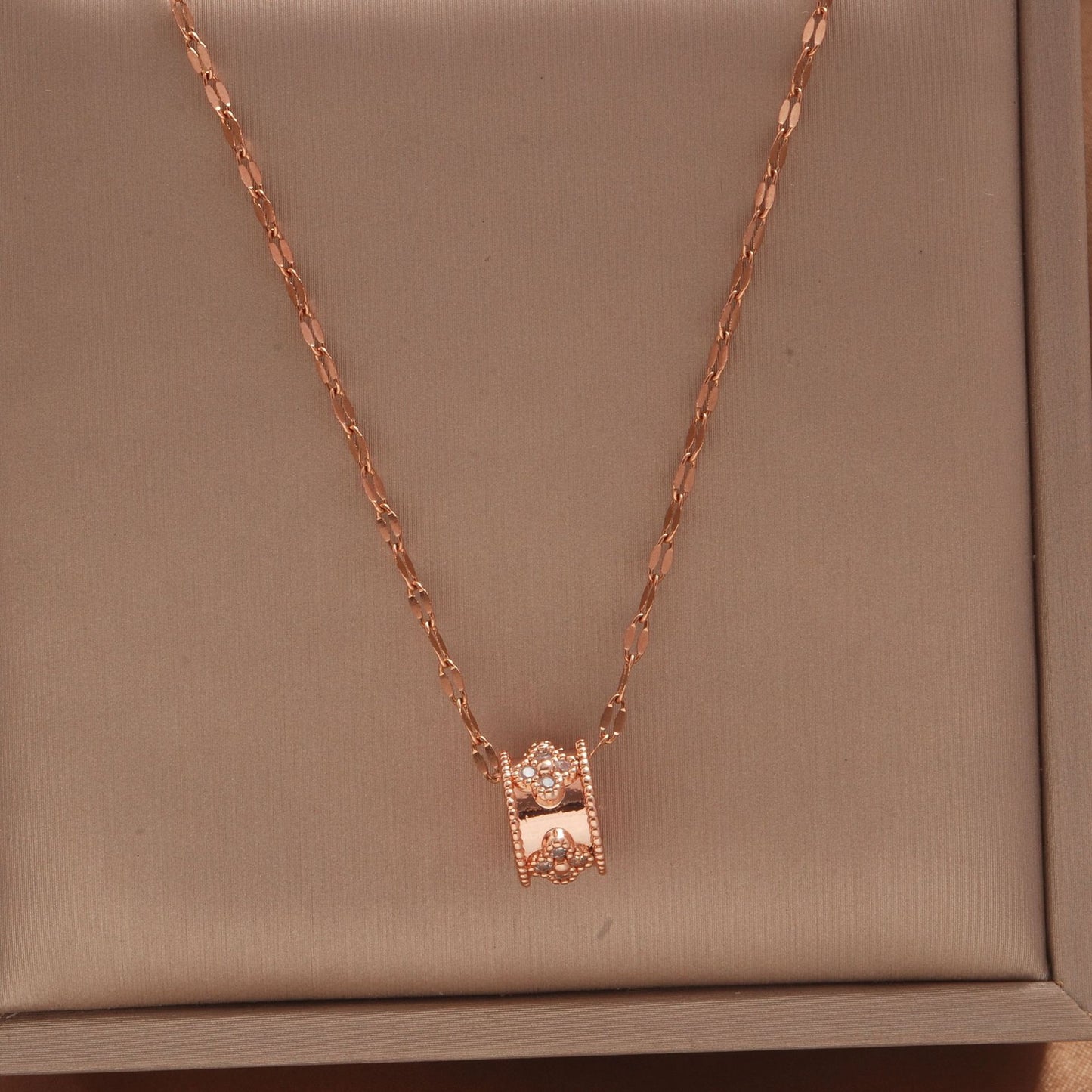 Women's Rose Gold Key Fu Lock Opal Korean Simple Fashion Necklaces