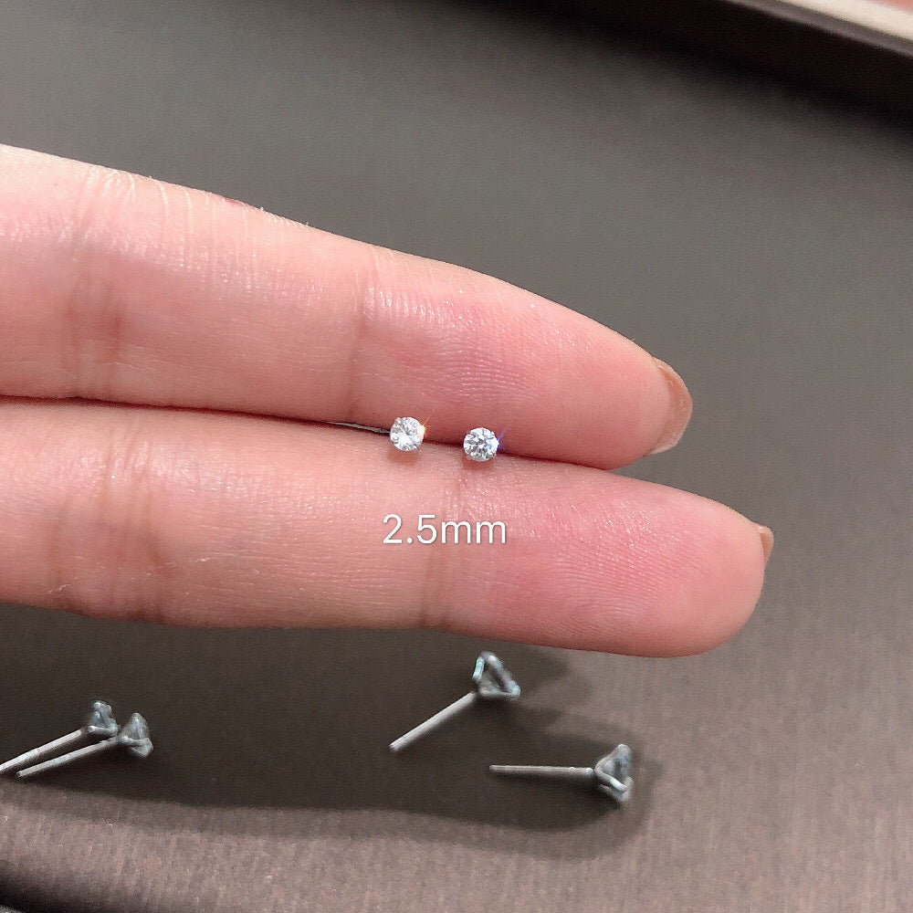 Women's & Men's Simple Sterling Sier Zircon No Need To Take Earrings