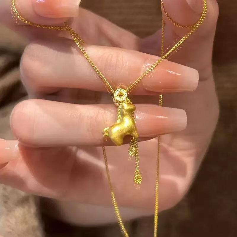 Women's Rich Zodiac Pony Light Luxury High-grade Red Heart Necklace