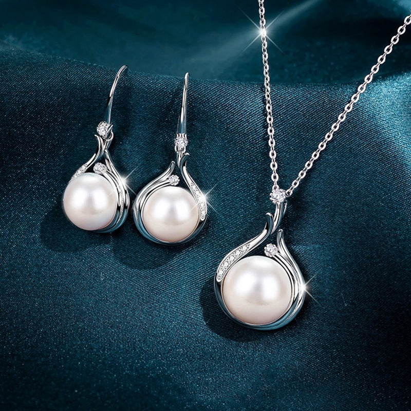 Women's Freshwater Pearl Ear Hook High-grade Temperament Set Earrings