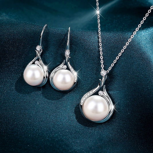 Women's Freshwater Pearl Ear Hook High-grade Temperament Set Earrings