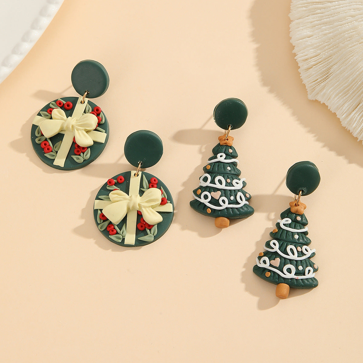 Christmas Fashion Creative Handmade Polymer Tree Earrings