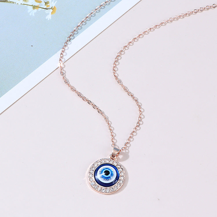 Turkish Devil's Eye Spot Drill Round Necklaces