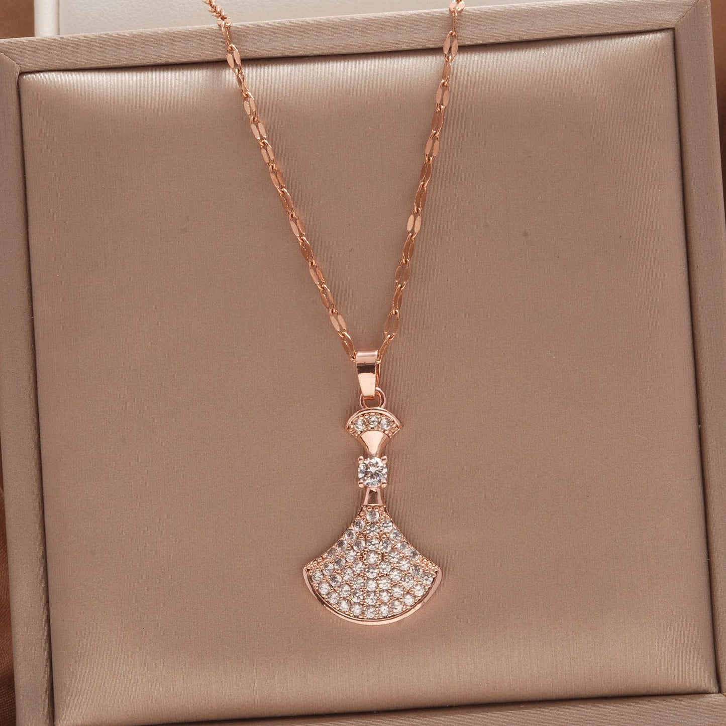 Women's Rose Gold Key Fu Lock Opal Korean Simple Fashion Necklaces