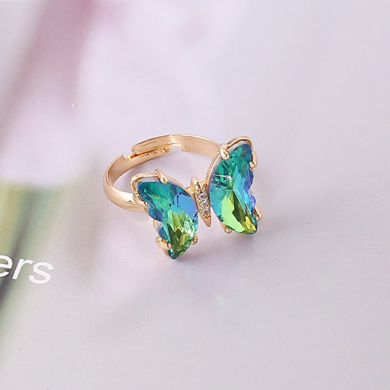 Women's Gradient Butterfly Female Personality Trendy Fashion Rings