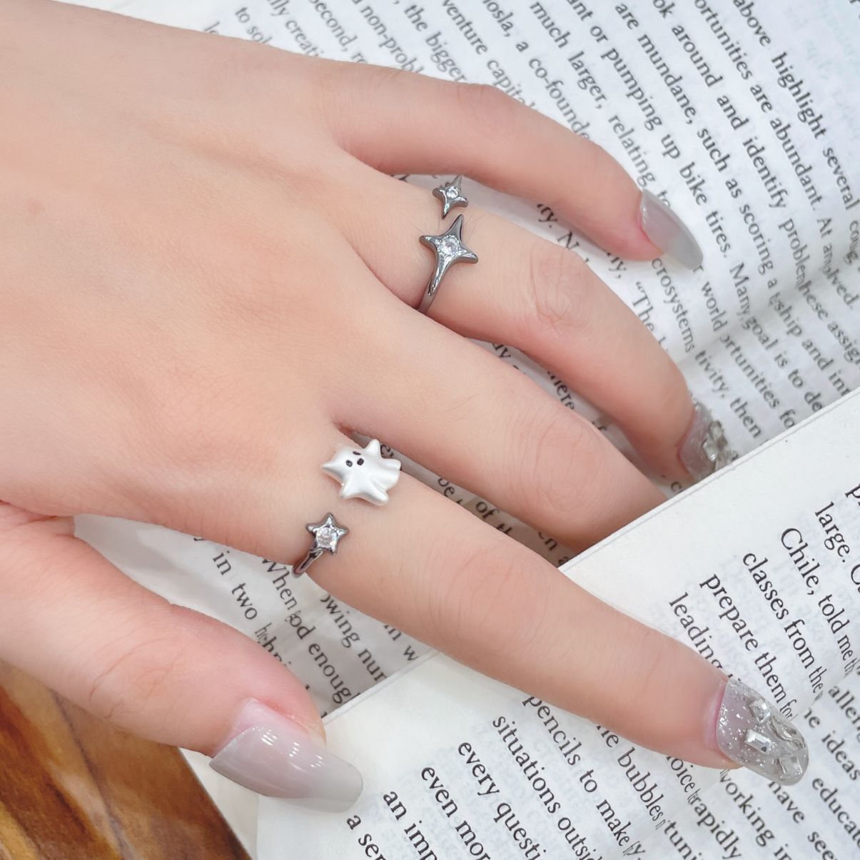 Women's Open Simple Cute Cartoon Light Luxury Temperament High Rings