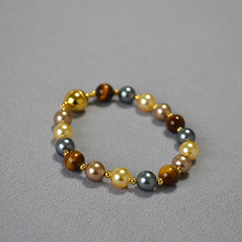 Niche Retro Design Style Tigereye Colorful Pearl Candy Necklaces