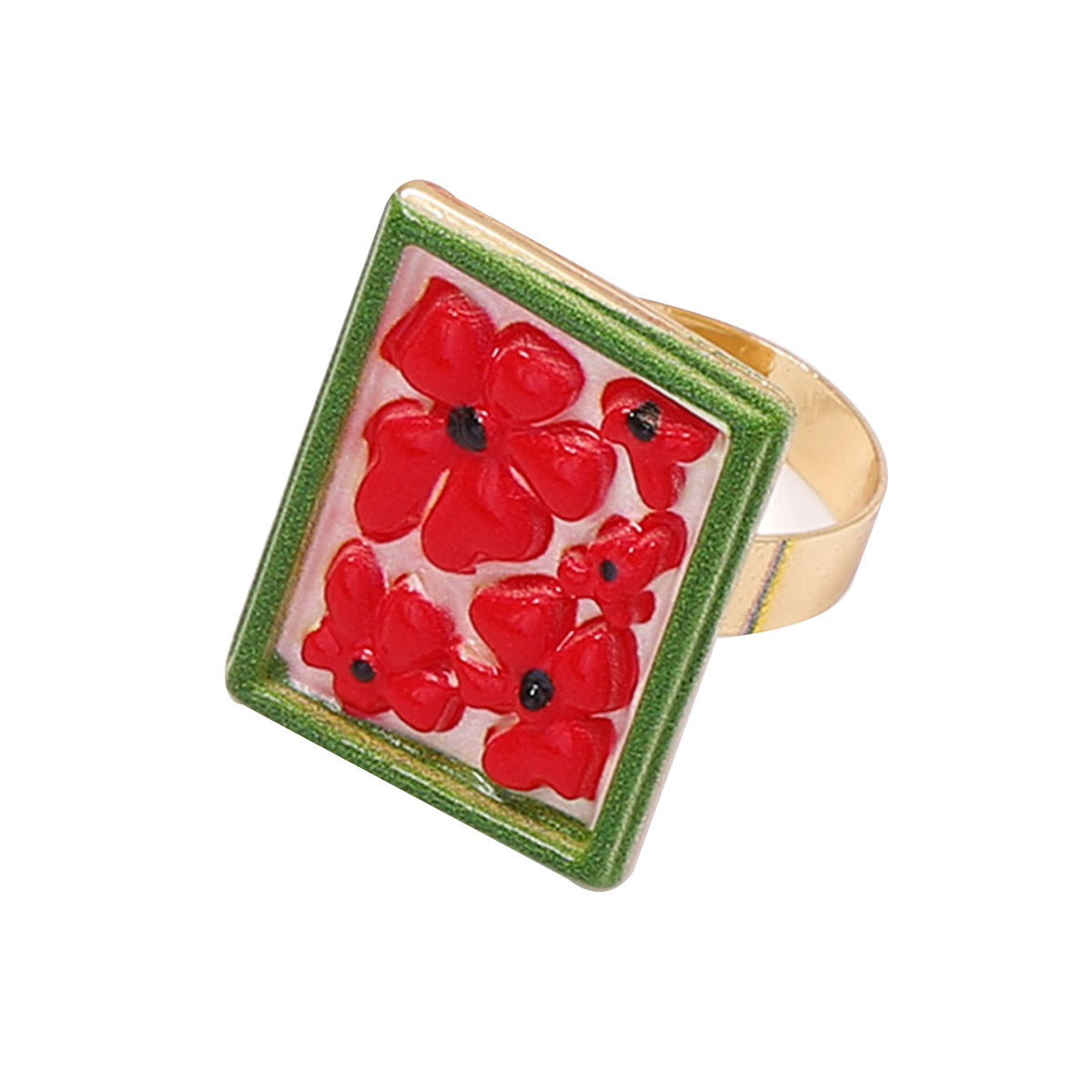 Women's Elegant Geometric Retro Trendy Three-dimensional Oil Dripping Ring