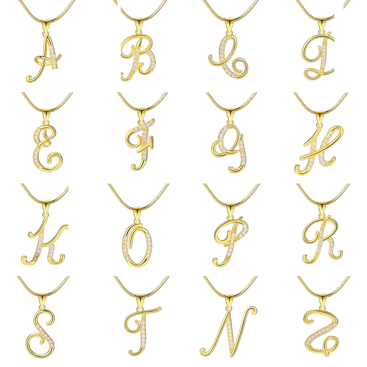 Simple Copper Inlaid Zircon Snake Chain Necklaces