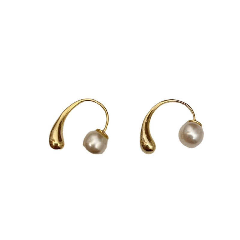 Women's Simple Metal Pearl For Design Light Earrings