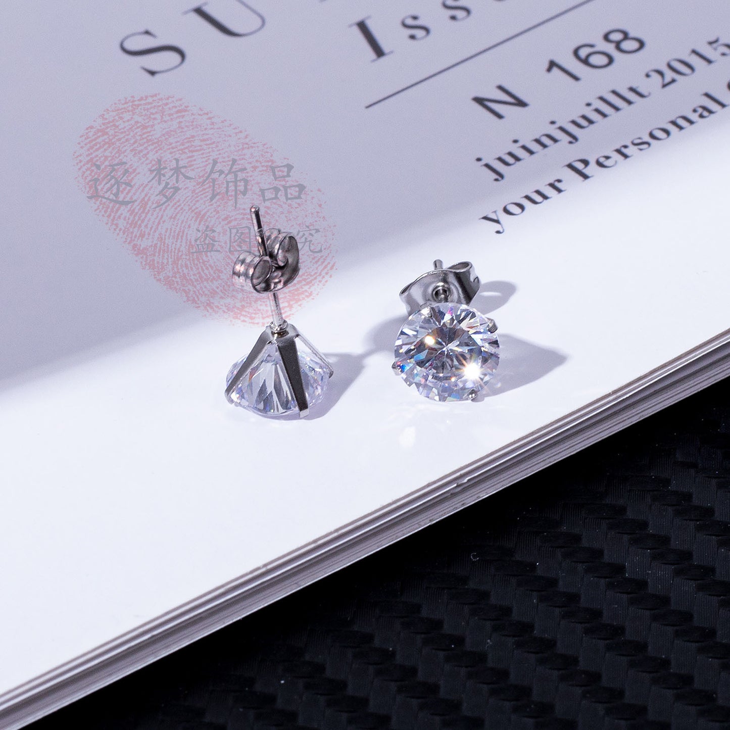 Steel Zircon High-grade Titanium Diamond Ear Earrings