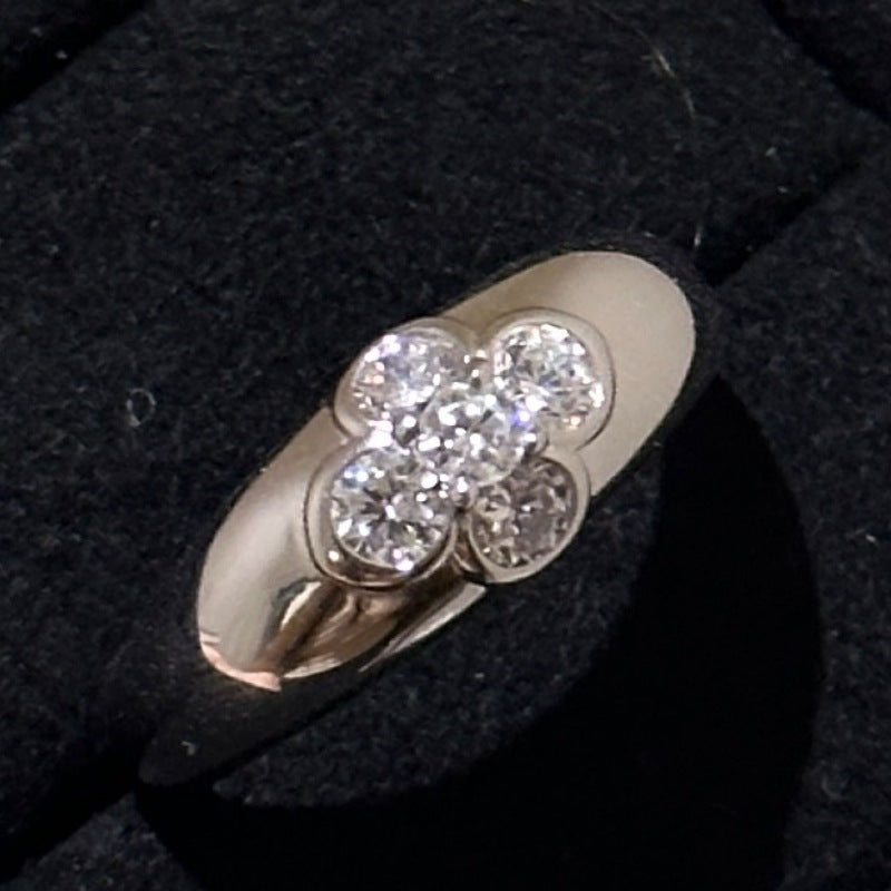 Advanced Sensitive Surface Zircon Flower Golden Rings