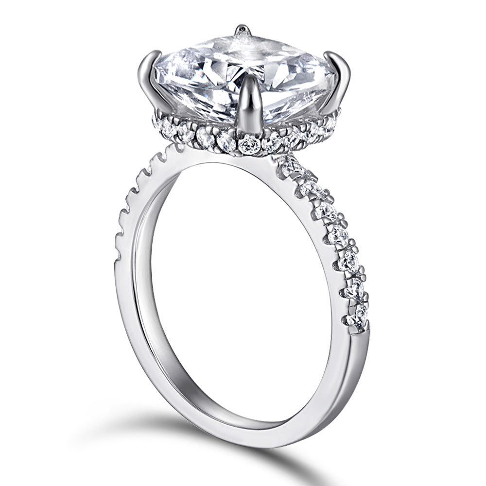 Sterling Sier Female Rectangular Exaggerated Princess Rings