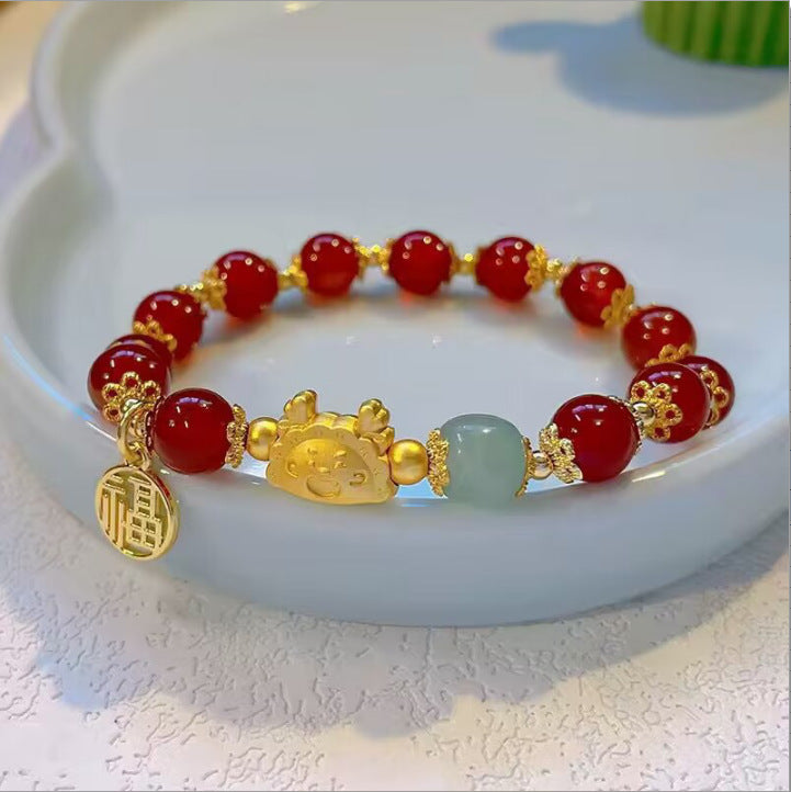 Women's & Men's Candle Dragon Blessing Chinese Style Colored Glaze Bracelets