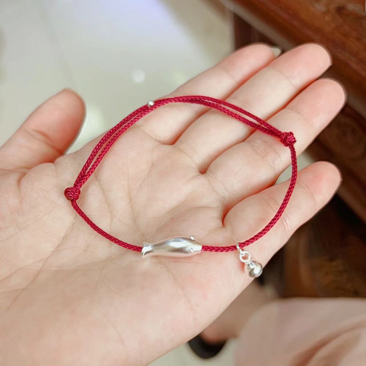 Women's Sier Chinese Style Lucky Koi Red Bracelets