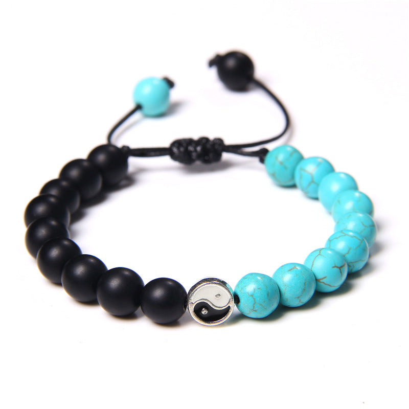 Women's & Men's Pulling Rope Vintage Turquoise Beads Couple Bracelets